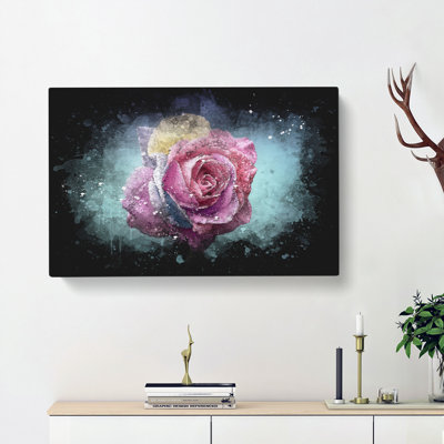 Multi-Coloured Rose Flower - Wrapped Canvas