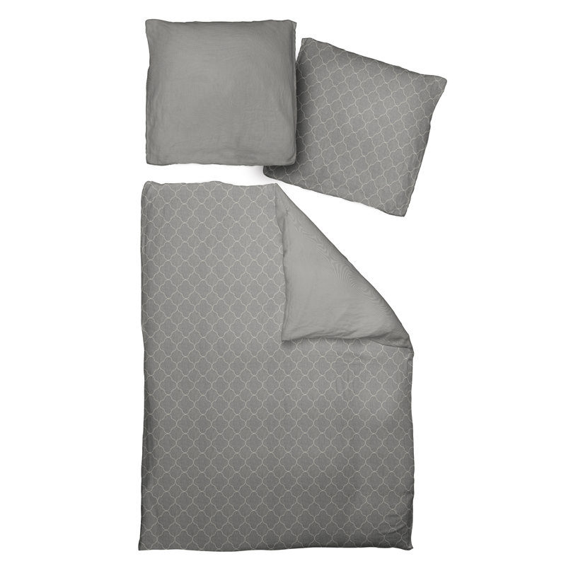 Uppingham Geometric Shapes Duvet Cover Set with Pillowcases, Single - 1 Pillowcase (80 x 80 cm), Grey
