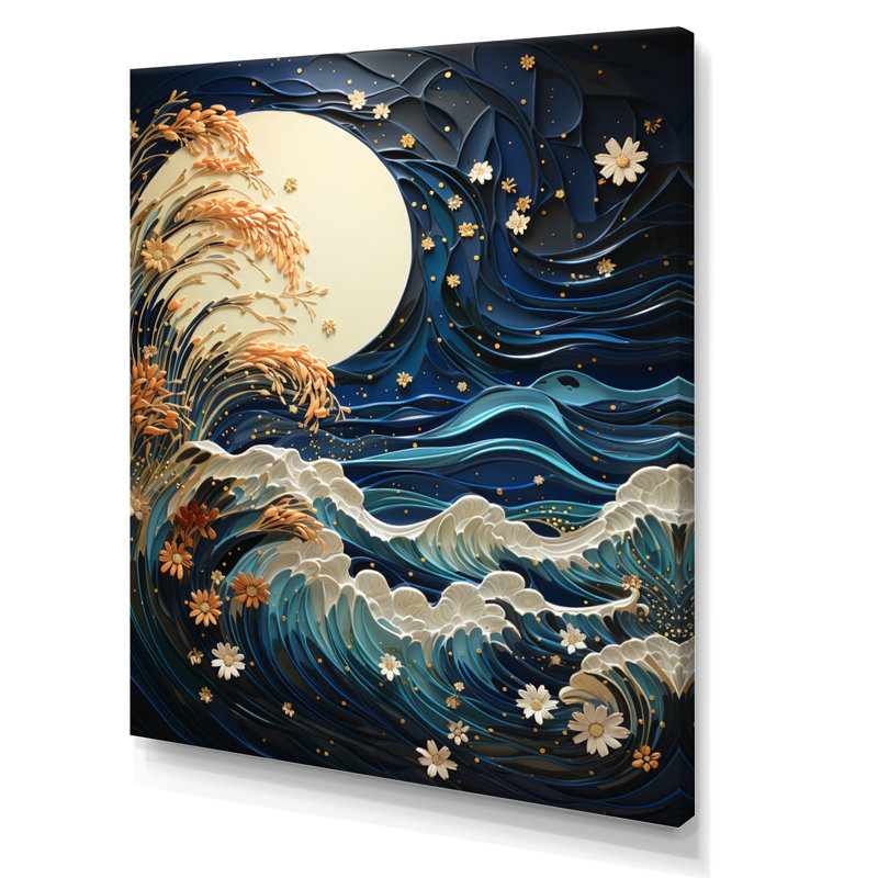 Strathallan bleu sarcelle corail océan Rhapsody, reproduction d'art sur toile, H 44 po x l 34 po x P 1,5 po, Toile tendue