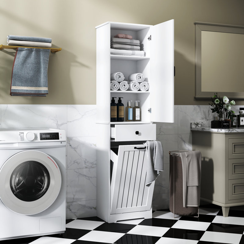 Armoire à linge avec 1 armoire de rangement et 1 tiroir - blanc