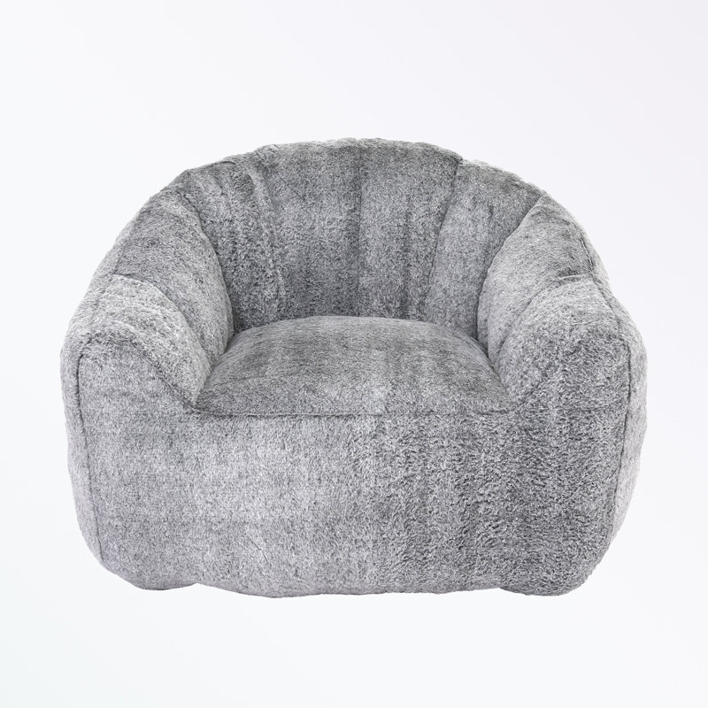 Accent Chair with Armrests and soft cushion, Dark Gray Faux Fur