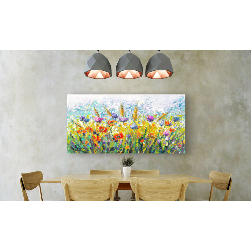 Flowery Meadow by Luigi Florio - No Frame Print on Canvas, 50cm H x 100cm W x 4cm D