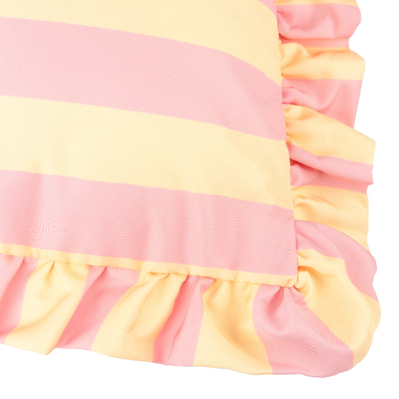 Palm Royale Indoor / Outdoor Striped Square Cushion, Pillow Cover Only - No Insert, Pink/Yellow