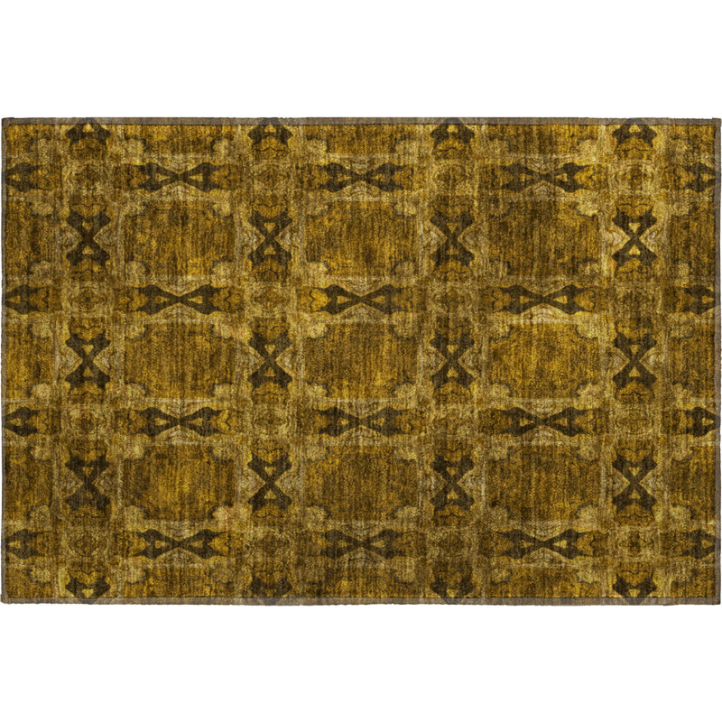 Premium Machine Washable Cerrito AMF564 Chocolate Rug, Rectangle 1'8" x 2'6"