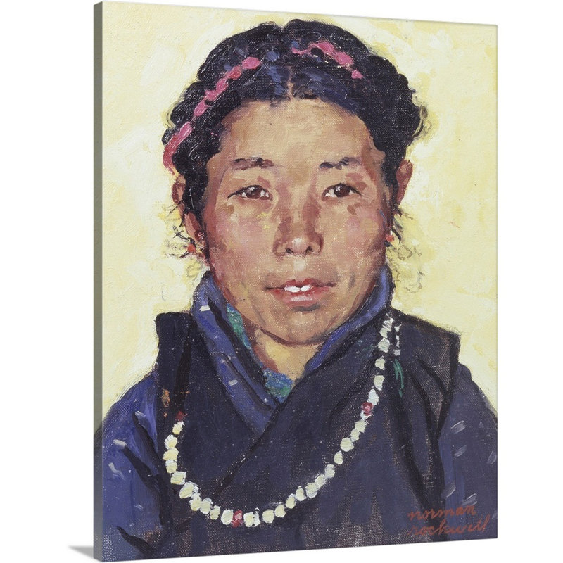 Portrait d'une femme tibétaine en Inde, H 14 po x l 11 po x P 1,25 po, Toile tendue
