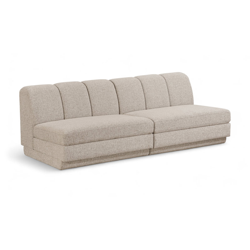 Tissu Chiquita rembourré 2 pièces Canapé modulaire, Tissu beige