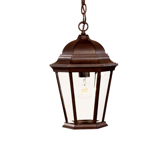 Lanterne suspendue d'extérieur à 1 lumière H 14 po Howa, Noyer à nœuds, Biseauté