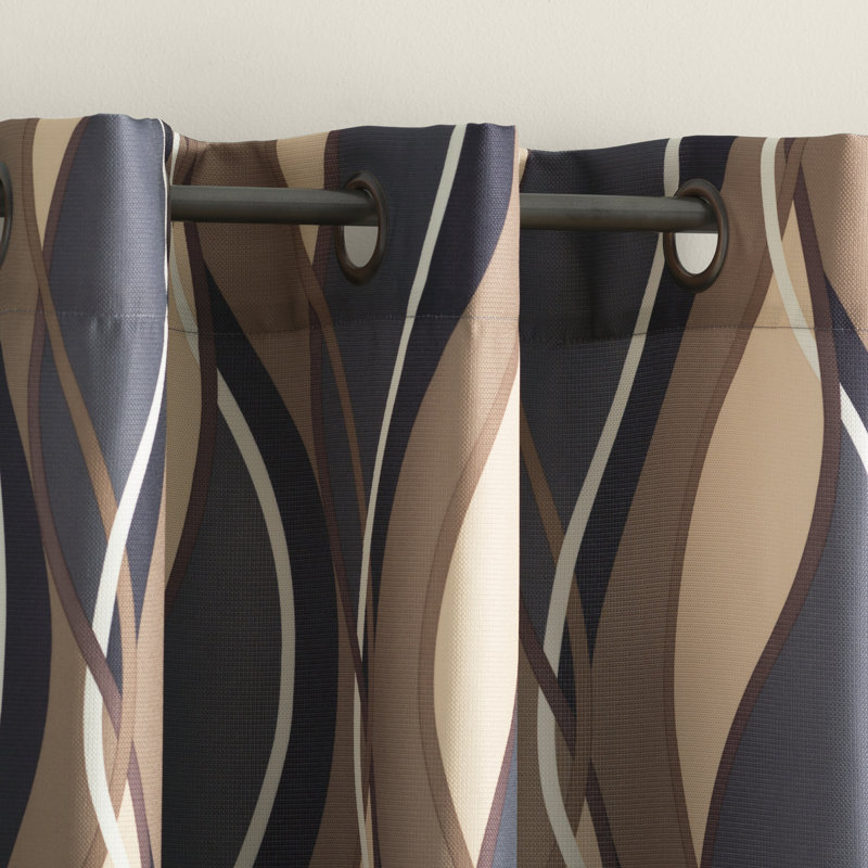 Lotte Ogee Print Semi-Sheer Grommet Curtain Panel, Charcoal, 48" W x 95" L