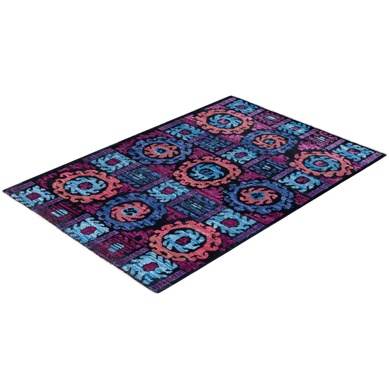 Contemporary One-of-a-Kind Rectangle 4'2" X 6' Hand Knotted Area Rug