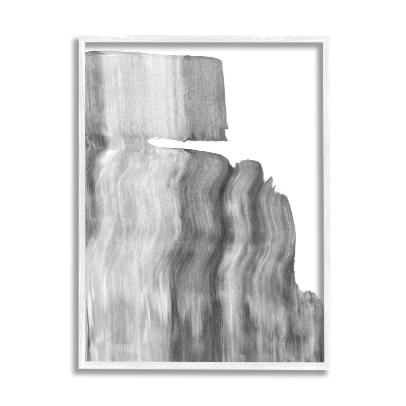 Abstrait gris statique ombré sur fond blanc, Giclée encadrée blanc bord de mer, H 30 po x l 24 po