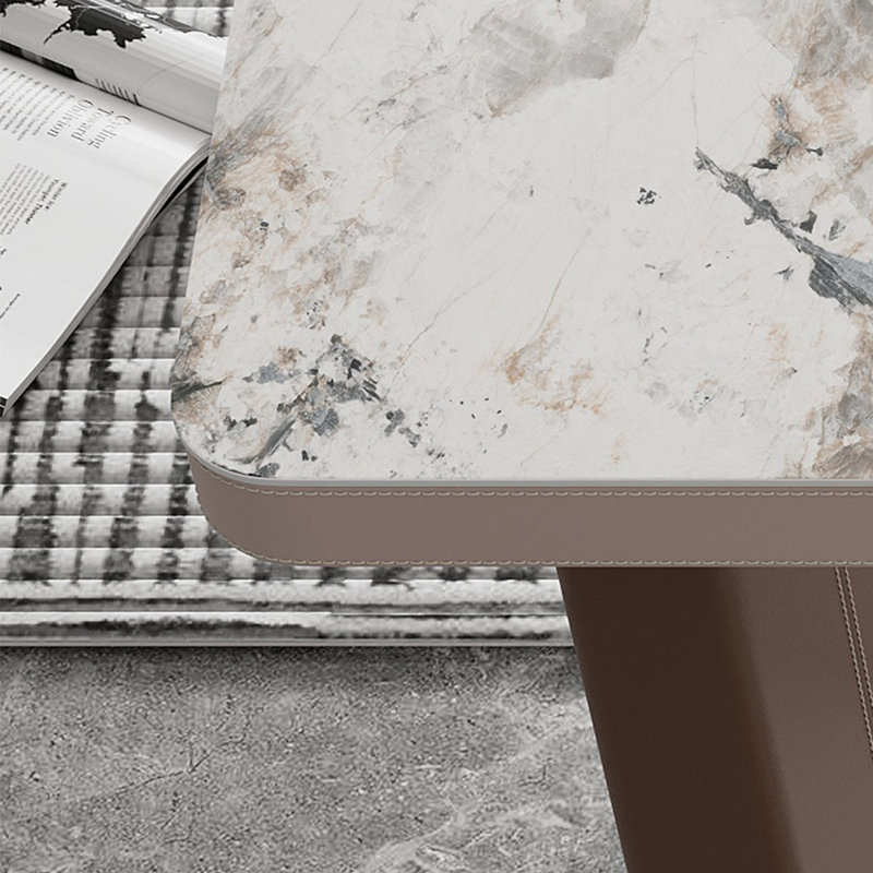Table de bar en cuir italien, H 39,3 po x L 55,1 po x l 19,6 po