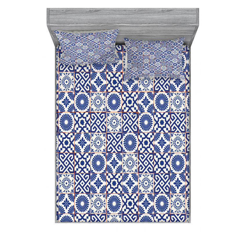 Microfiber Patchwork Sheet Set, Full Sheet Set with Fitted Sheet