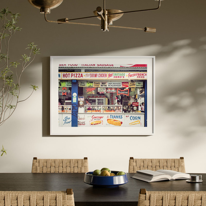 Coney Island Snacks Framed Photographic Print, W 32" x H 24", White Maple