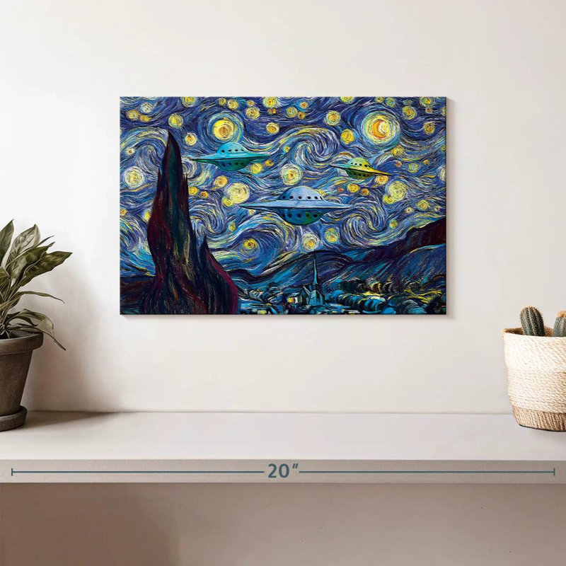 Kelan Alien Invasion Starry Night, 8" H x 12" W