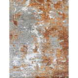 High-Quality Hand-Knotted Grey And Rust Area Rug
