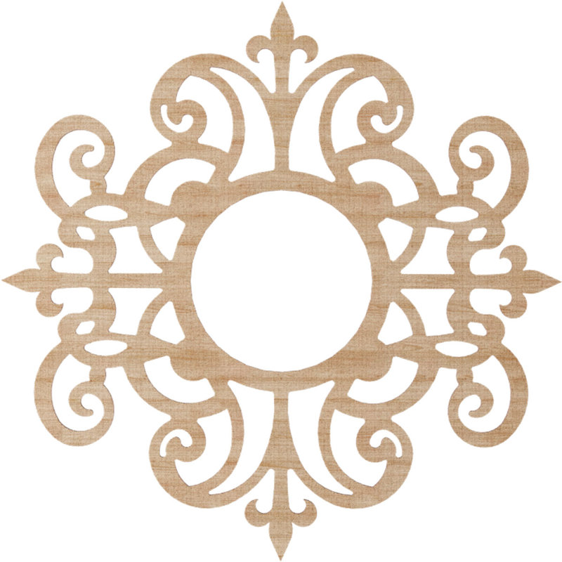 Médaillon de plafond en bois Dijon, Aulne, H 32 po x l 32 po x P 0,25 po