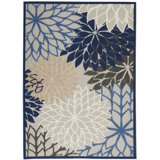 Tapis bleu / multicolore 5 pi 3 po x 7 pi 5 po Isalia