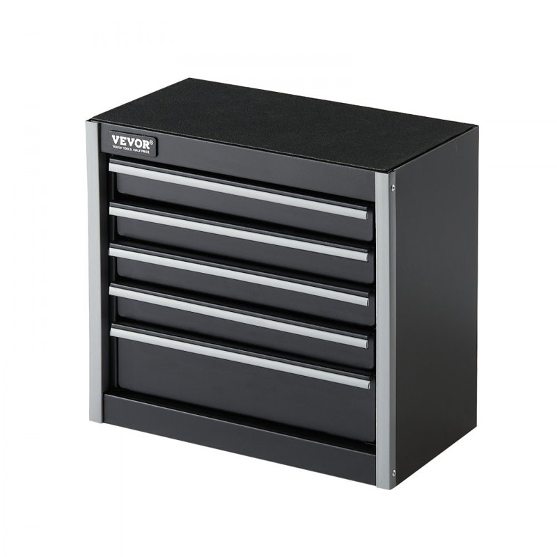 Tool Box 8.6-inch Portable Metal Tool Box with 5 Drawers Tool Organizer, Black