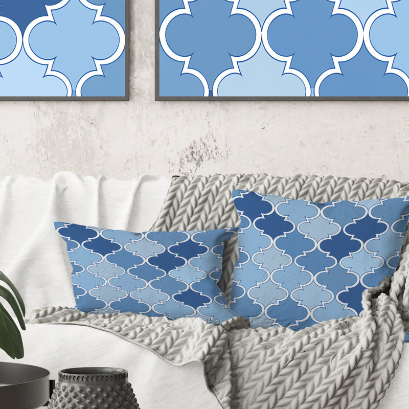 Coussin lombaire moderne bleu Trellis III - bleu
