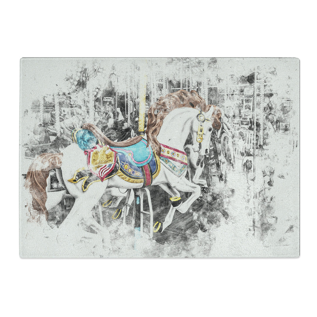 Tempered Glass Carousel Horse Chopping Board