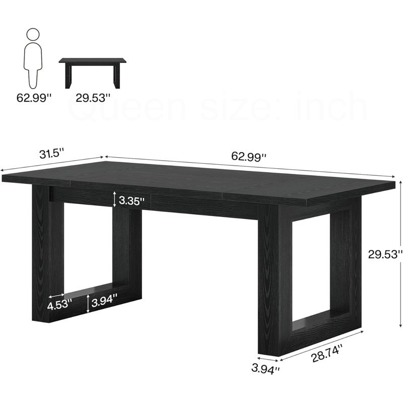 Wooden Workstation Table, Black