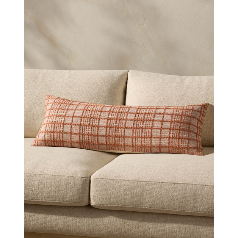 Rust Cotton Rectangular Washable Throw Pillow 35" x 13"