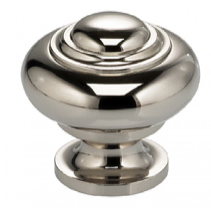Poignée champignon classique et moderne, Nickel poli plaqué, H 1,19 po x l 1,19 po x P 1,13 po