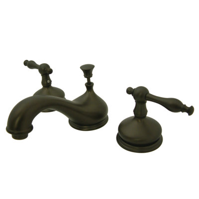 Kingston Brass Heritage Two-Handle 3-Hole Deck Mount Widespread Bathroom Faucet with Brass Pop-Up Drain