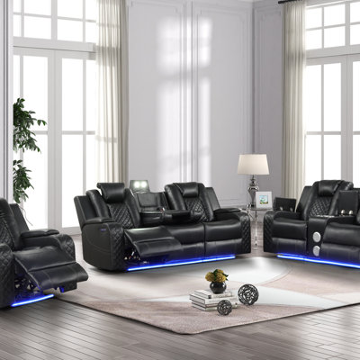 Ensemble de luxueux fauteuil inclinable électrique en similicuir avec appuis-tête réglables et éclairage à DEL pour un confort ultime