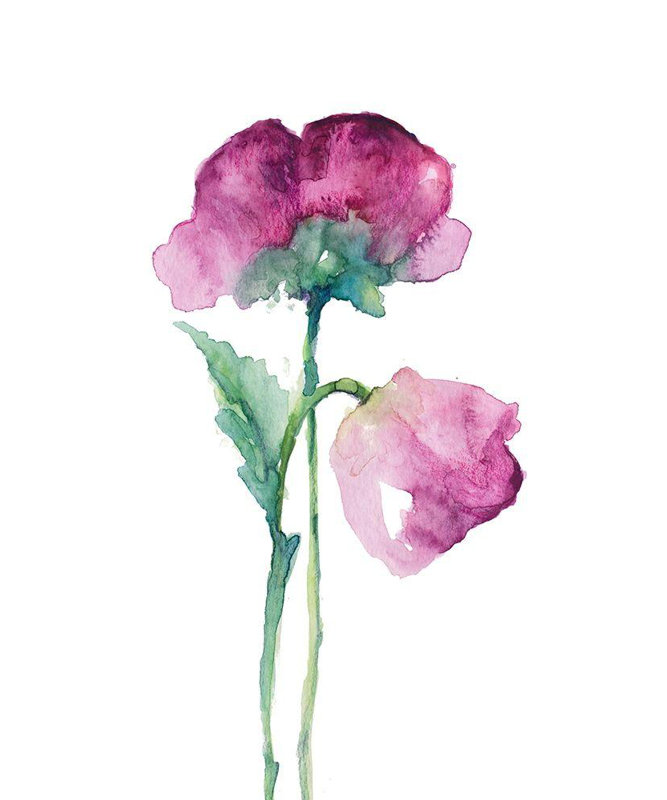 «Red Barrel Studio® Loreth, Lanie», reproduction d'art sur toile tendue: tulipe fuchsia, H 48 po x l 33 po