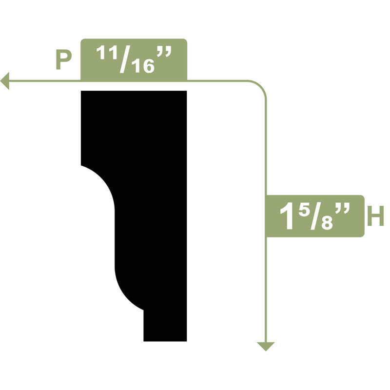 Moulure couronnée H 1 5/8 po x l 96 po x P 11/16 po