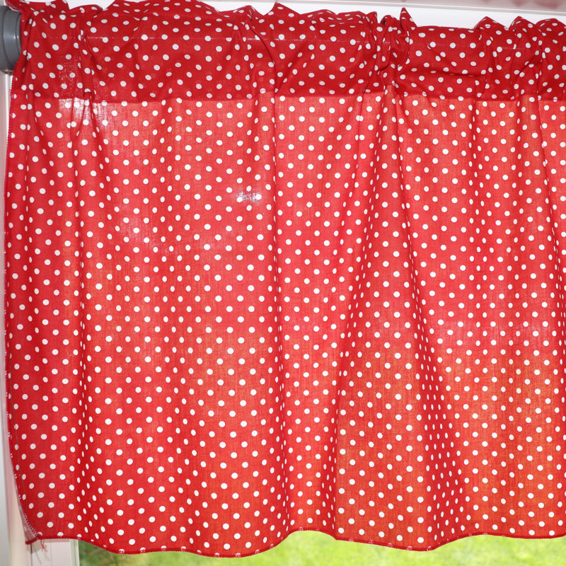 Cantonnière à mini pois, Blanc /Rouge, L 58 po x L 16 po