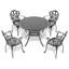 Ensemble de 5 meubles de patio en fonte d'aluminium avec coussins blanc cassé