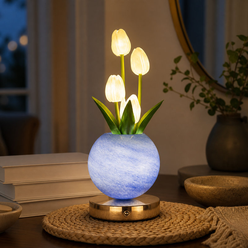 Lampe de table tulipe artificielle sans cordon avec gradation tactile