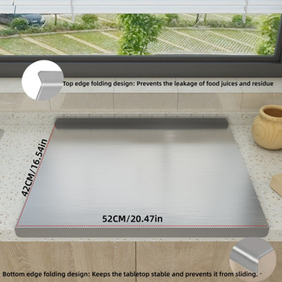 Z-shaped design 316 stainless steel cutting board, with dual support plates. Both the front and back sides can be used. It also serves as a baking sheet, breakfast plate and rolling board. Durable and made of thick material.（16.54in/20.47in）
