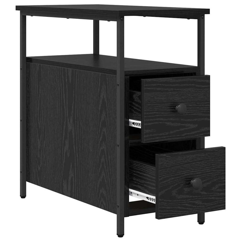 Bedside Cabinet 30 X 60 X 60 Cm Engineered Wood, Black Oak