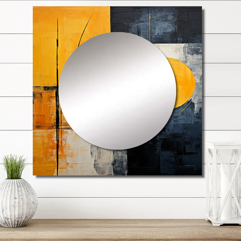 Formes abstraites citronnelles - formes abstraites, art mural miroir de salon, 36 po x 36 po