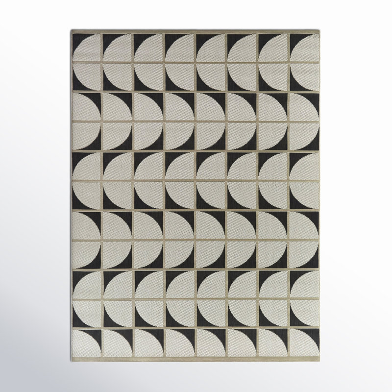 Tapis intérieur / extérieur gris anthracite Fadila, Rectangle 5 pi 3 po x 7 pi