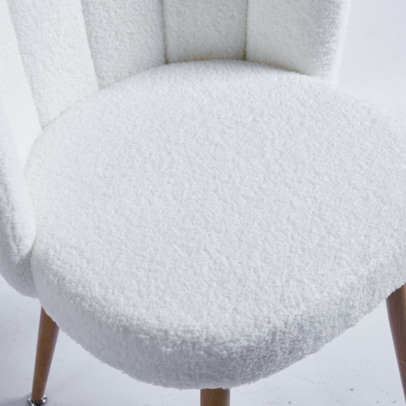 Defreitas Dining Chair with Iron Legs and Cushions, White Fabric