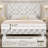 Upholstered Platform Bed Frame with LED Lights,Tall Bed Frame,PU Leather Wingback Headboard,Diamond Tufted Design,No Box Spring Needed,Easy Assembly-1458936747-1458936749