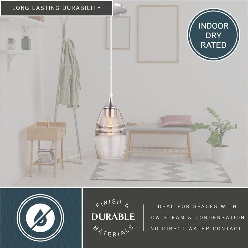 Luminaire suspendu en forme de goutte à 1 lumière Finja, Nickel satiné