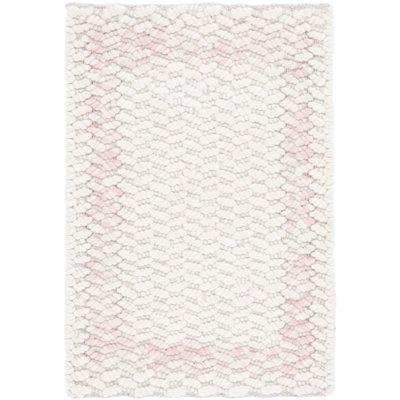 Natura Hand Loomed Wool/Cotton Rug in Pink/Ivory
