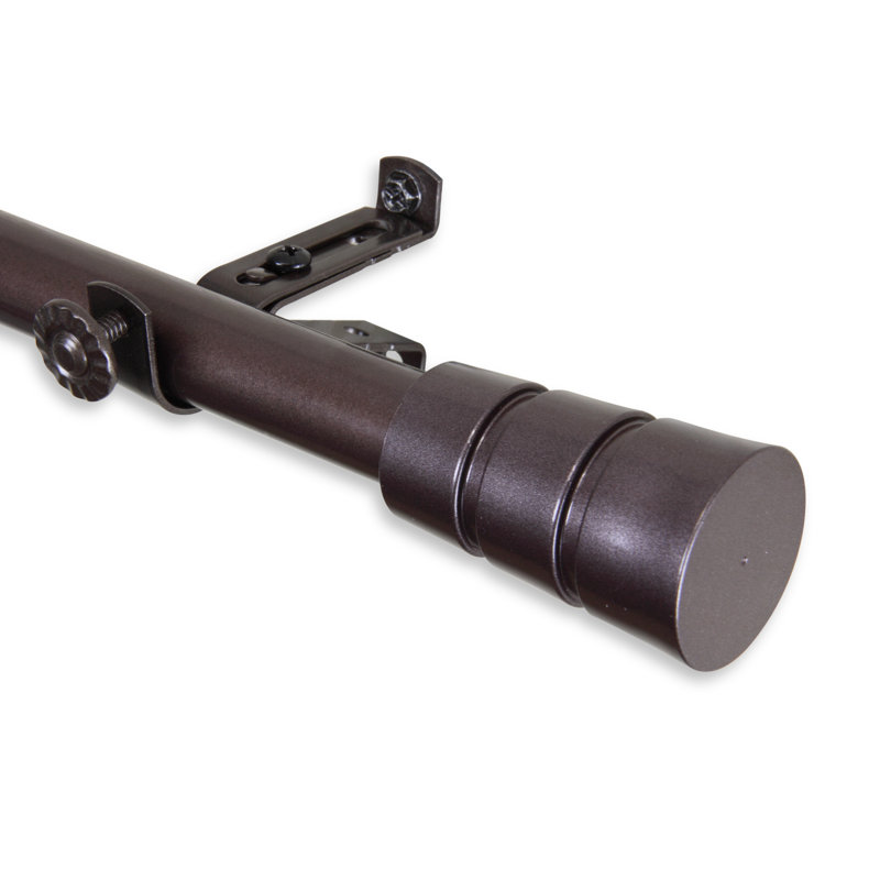 Mohn Adjustable Single Curtain Rod, Cocoa, 18" - 28" W