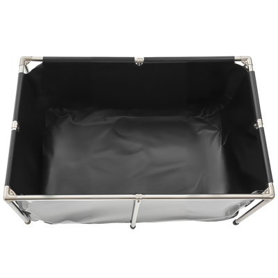Toile avec étang à poissons, étang à poissons hors-terre de 126,8 gallons, aquarium Koi en PVC avec panneau de visualisation transparent, aquarium rectangulaire avec cadre en acier inoxydable et soupape de drainage, pour l'ensemencement (noir)