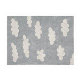 Cotton Area Rug in Gray/White
