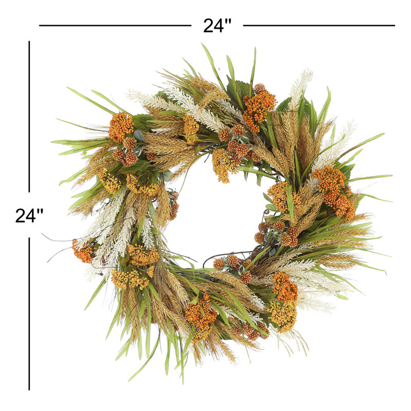 24" Wheat and Lucky Berry Fall Wreath