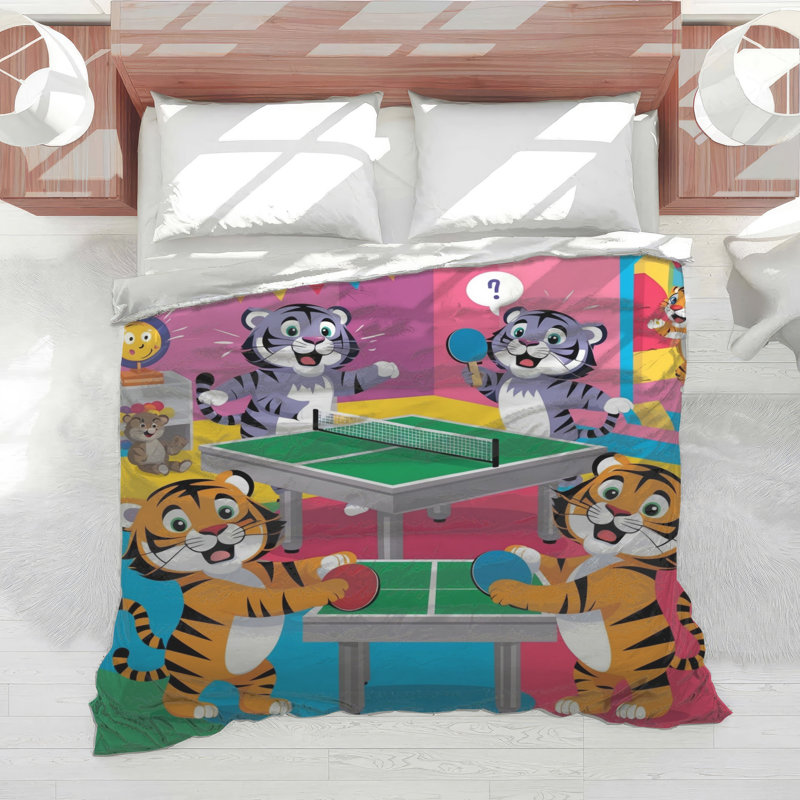 Édredon Tigers jouant au tennis de table, Lit simple