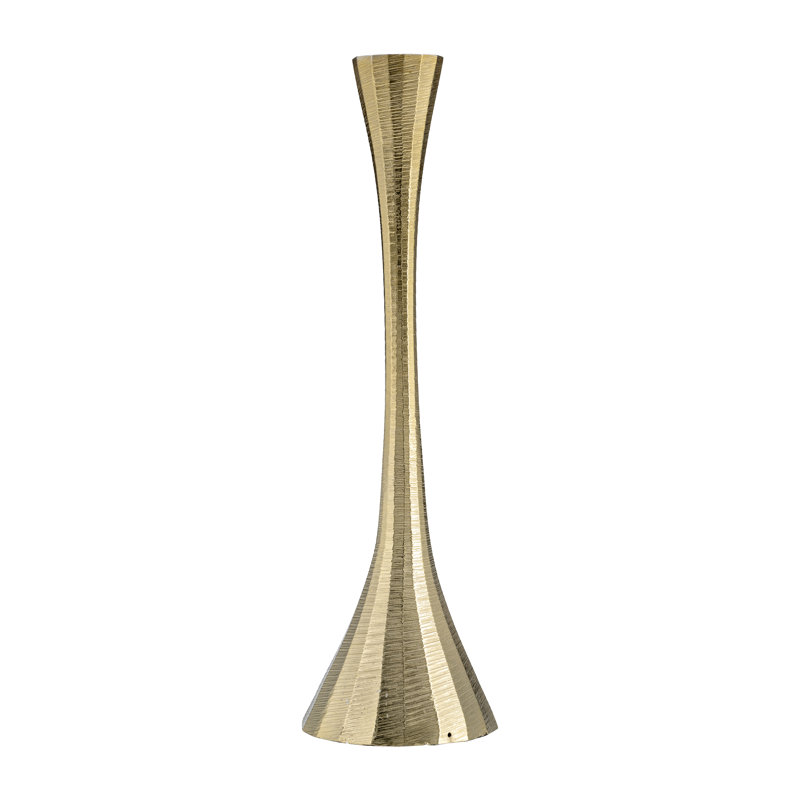 Metal and Aluminum Taper Candle Holder, 12" H x 4" W x 4" D, Brown/Gold