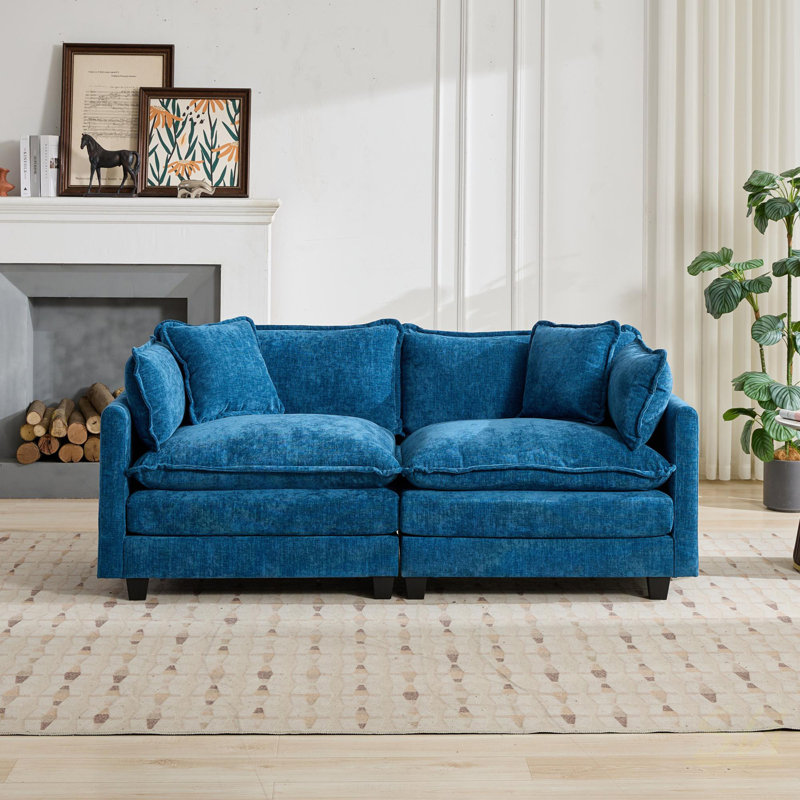 Cloud Sofa Loveseat, Modern Sectional Couch For Living Room, Bedroom, And Apartment, Comfy Double Layer Upholstered Seat Cushion, Breathable Chenille Fabric, Sectional