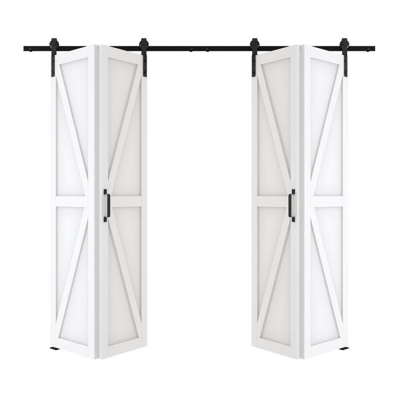 Modern K Shape Design - Manufacture Wood Bifold Barn Door With Hardware Kit